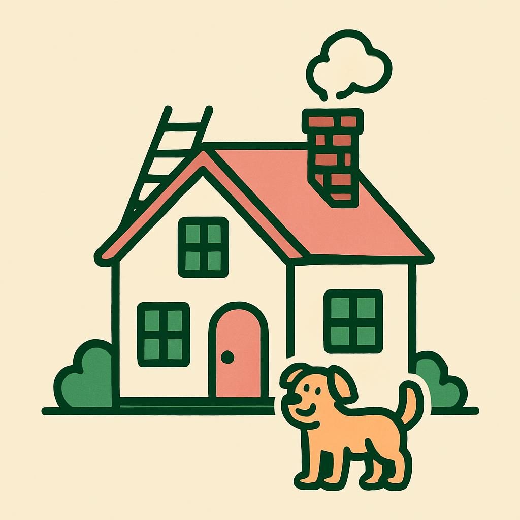 Drawing of a house with a chimney